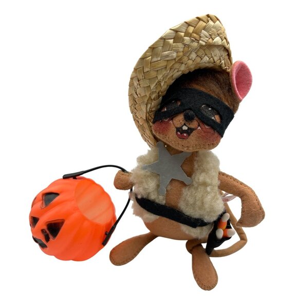 Annalee Halloween Sheriff Cowboy Mouse Plush With Straw Hat & Pumpkin - Picture 15 of 15